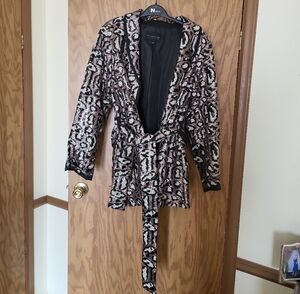 Cache Black and Cream Animal Print Blazer